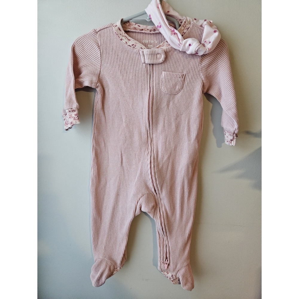 Carters 6m Pink Ribbed‎ Textured Bodysuit W/headband